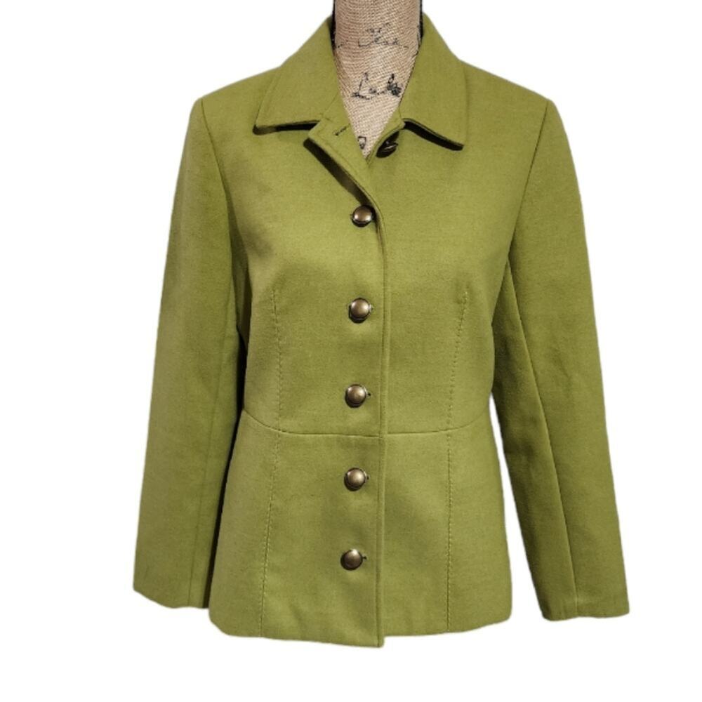 Coldwater Creek Peplum Chartreuse Classic‎ jacket Blazer Size 10 Medium